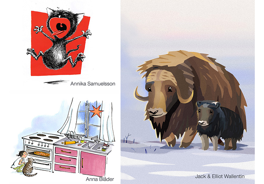 Illustrationer av tre illustratörer Anna Blåder Annika Samuelsson Jack och Elliot Wallentin